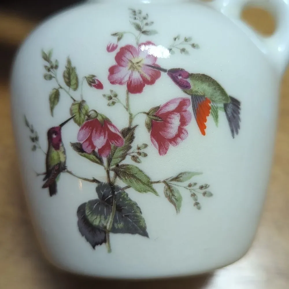 Bud vase hummingbird and flowers hand made Lyons Lair Pittsford Vermont